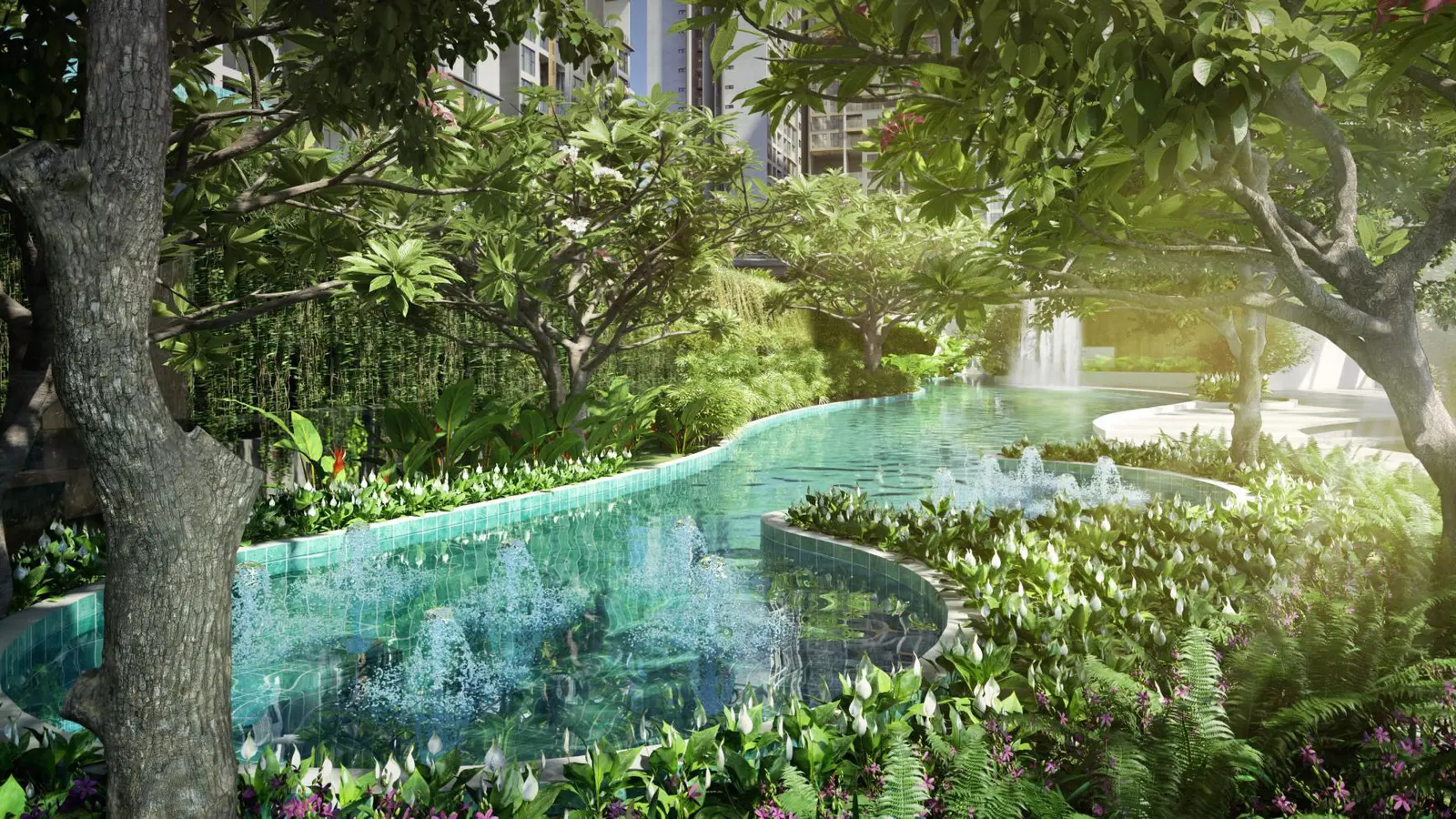 Suối nước nóng giữa vườn