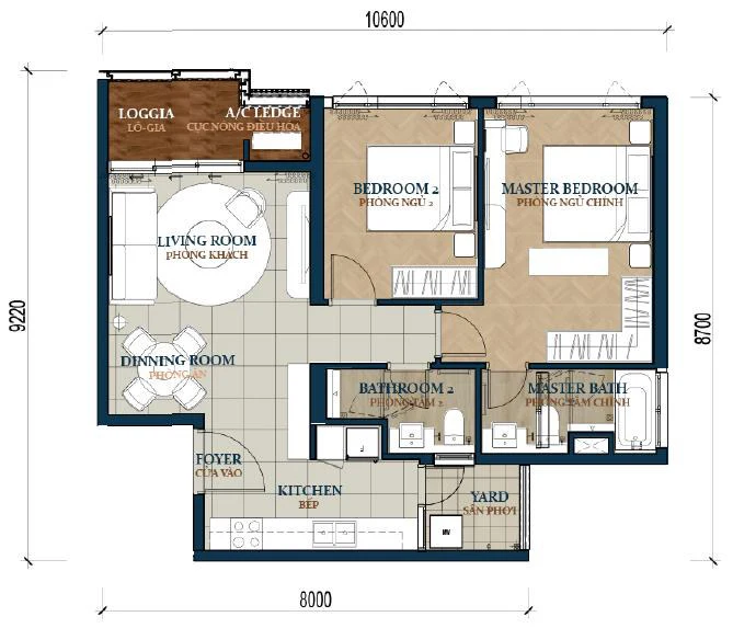 Mặt bằng căn 2BRa1
